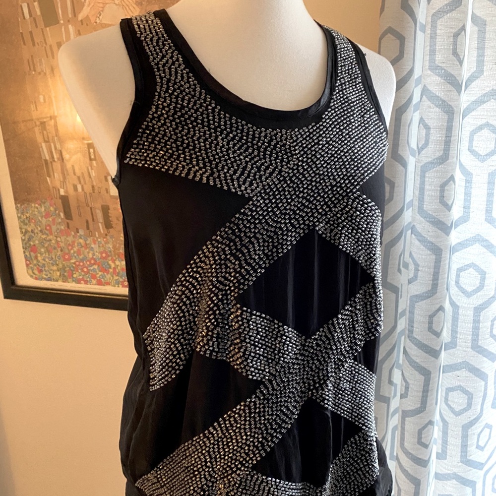 Silk beaded tank top! Says XS but fits sm-med